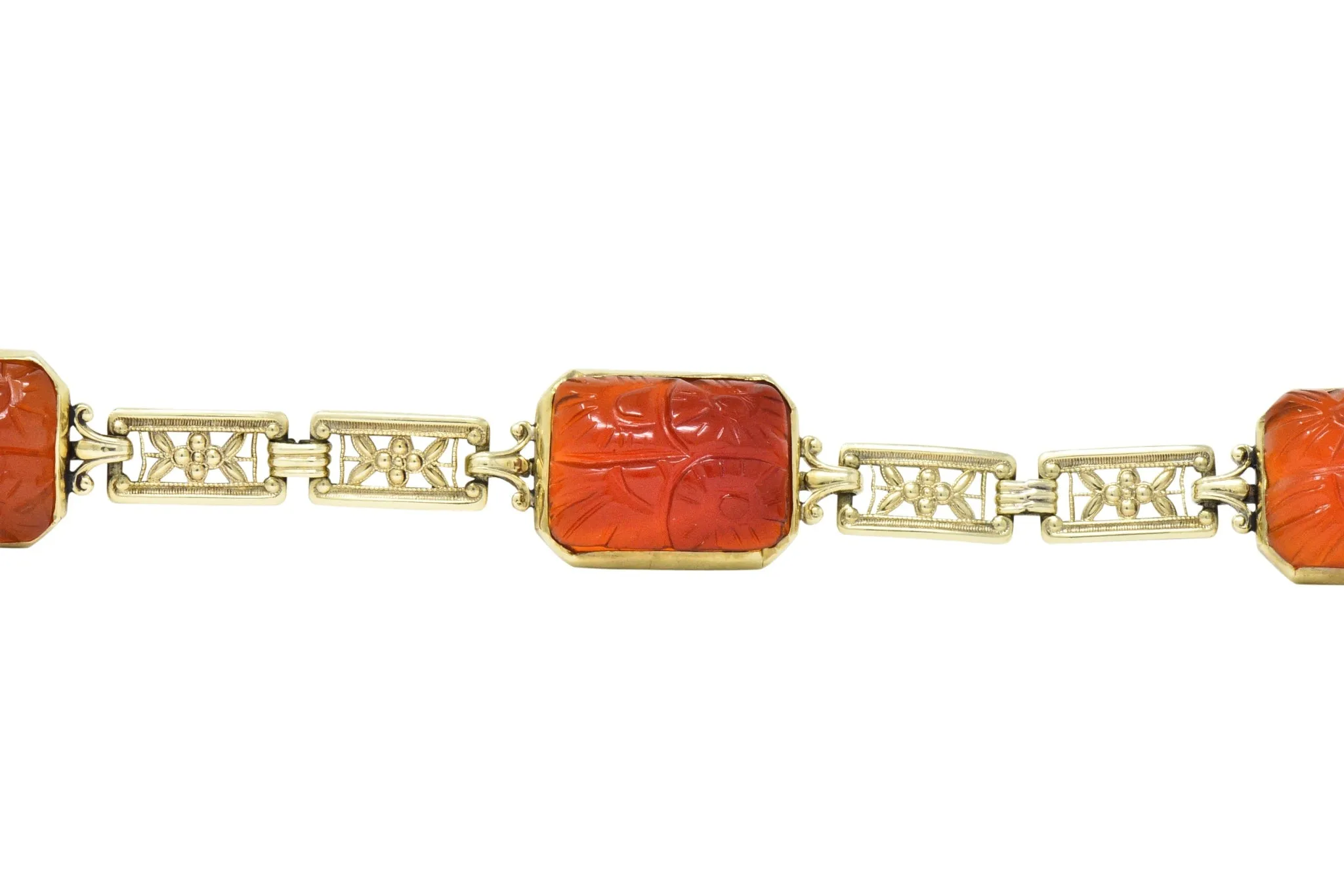 Theberath & Co. Art Nouveau Carnelian 14 Karat Gold Bracelet