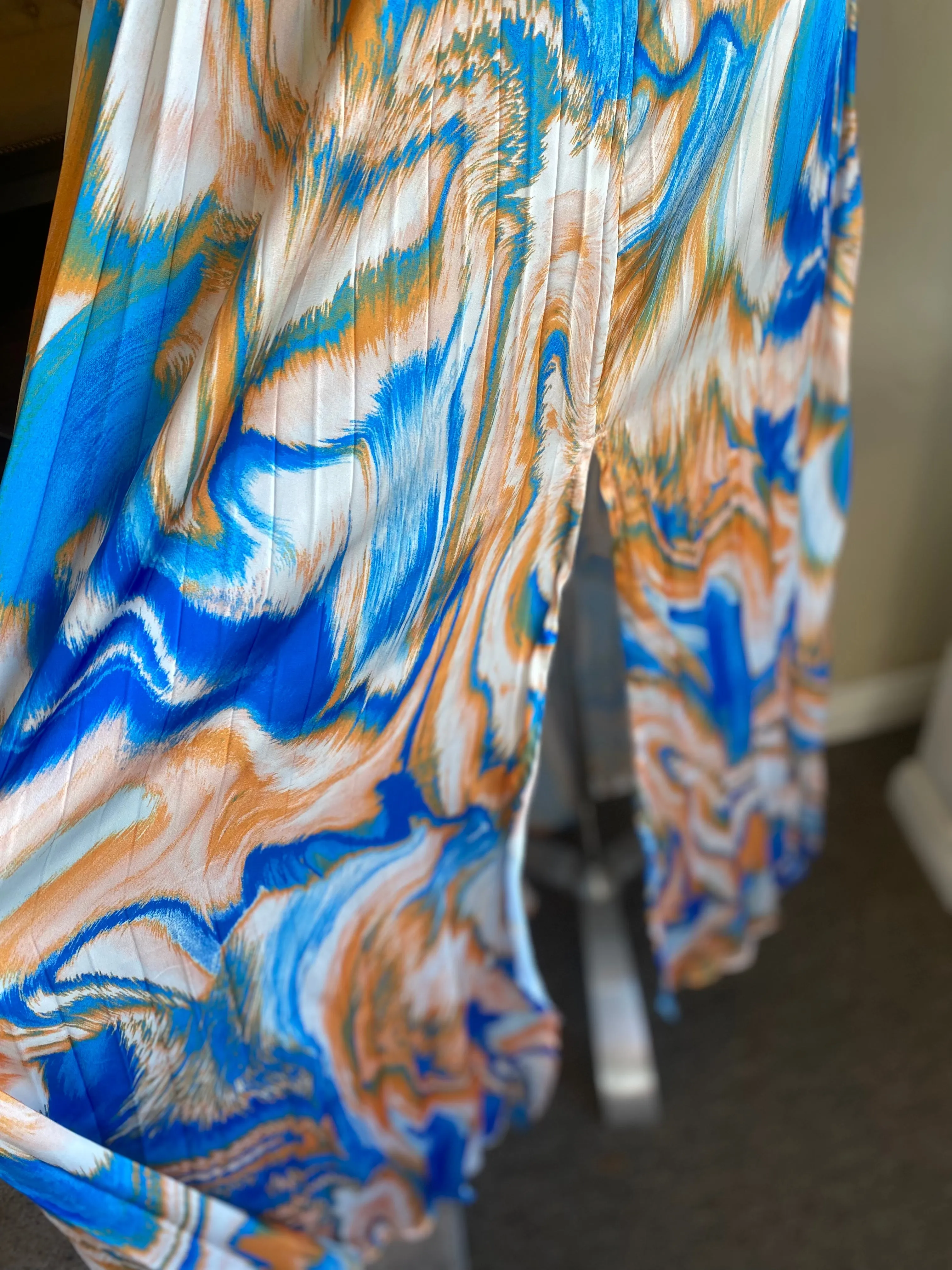 Thin Strap Printed Maxi Slit Dress