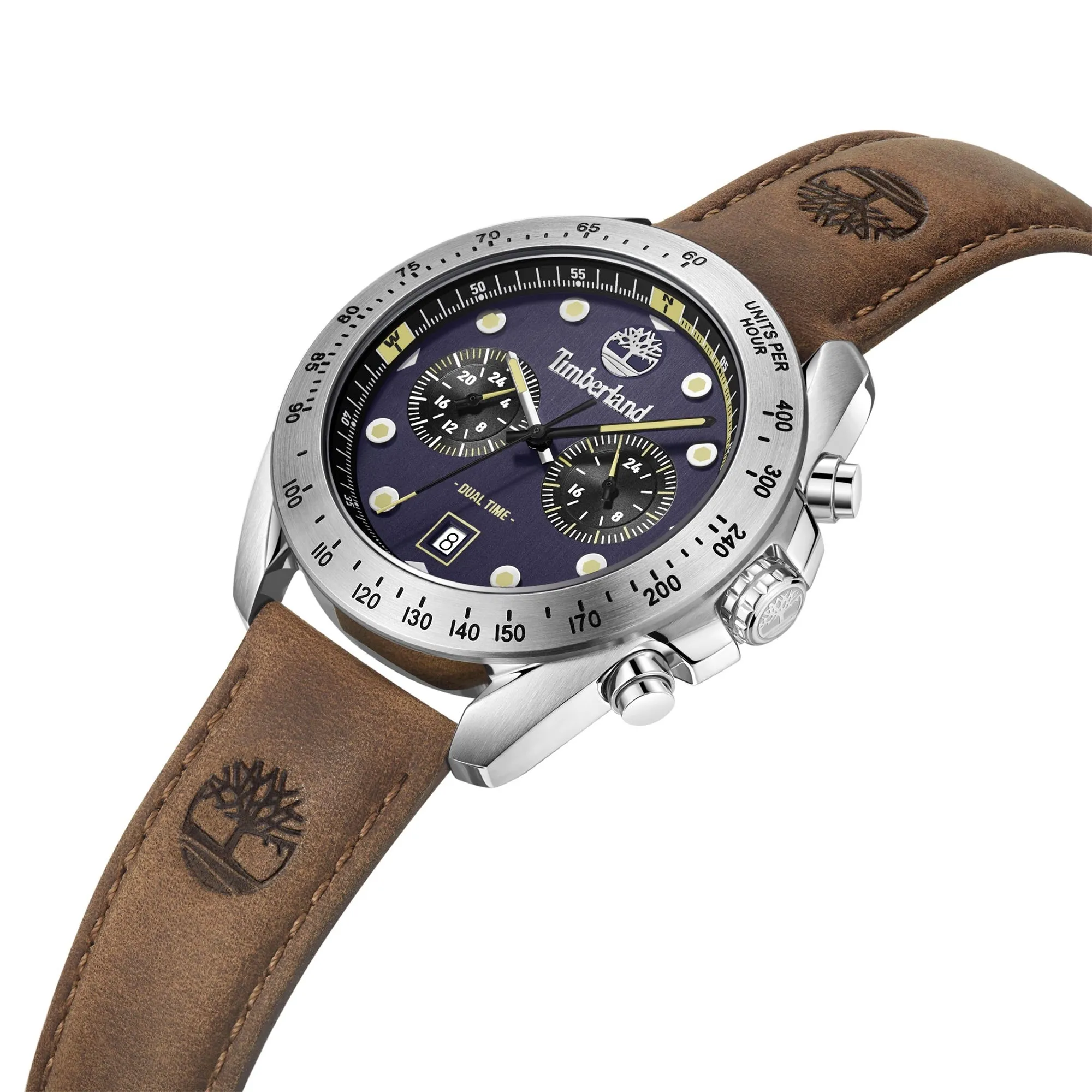 Timberland Carrigan Blue dial Brown leather strap Men's watch