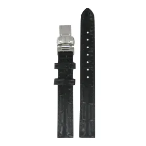 Tissot 13mm Every Time Black leather strap with deployant buckle