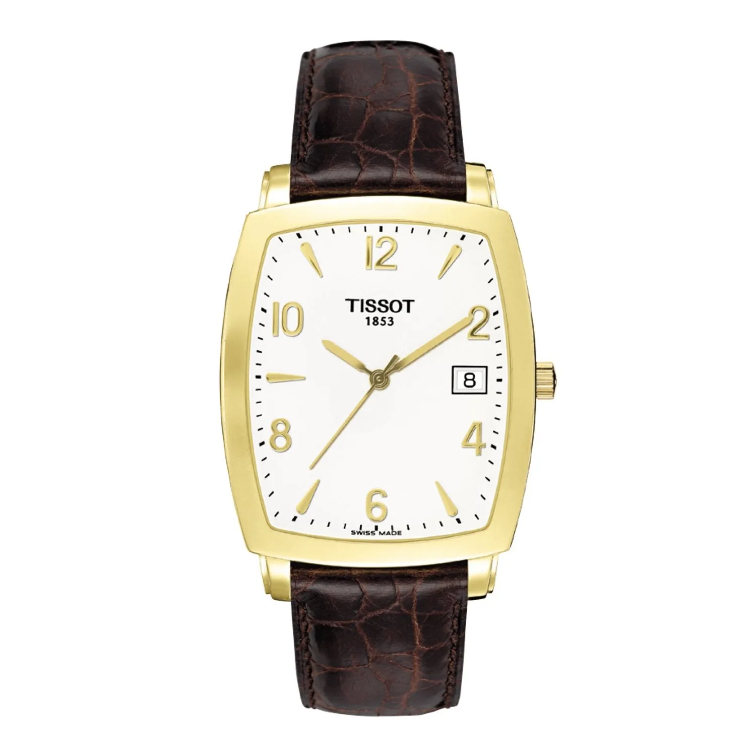 Tissot 18mm Scuplture Line Dark Brown Leather Strap