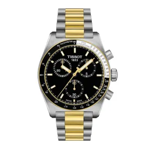 Tissot PR516 (40mm) Mens Two Tone Stainless Steel Chronograph Black Dial Watch