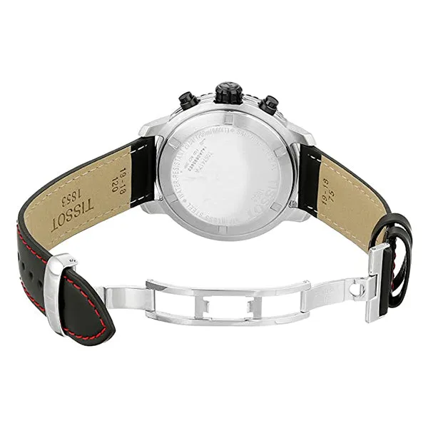 Tissot PRC200 Black Leather strap Black Dial Chronograph Quartz Watch for Men's - T0674172605100