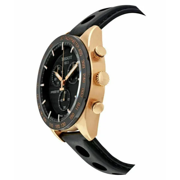 Tissot T-Sport PRS 516 Black Leather Strap Black Dial Chronograph Quartz Watch for Men's - T100.417.36.051.00