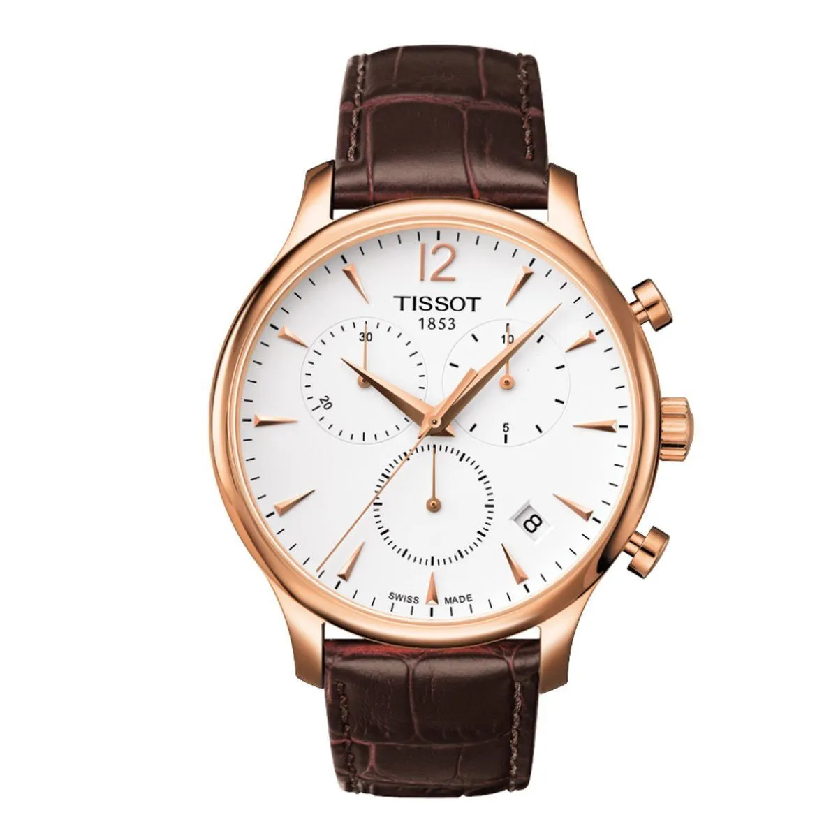 TISSOT TRADITION CHRONOGRAPH BROWN 20MM LEATHER BAND