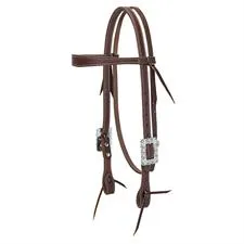 TK10-0592 Headstall Browband Scalloped Square Buckles