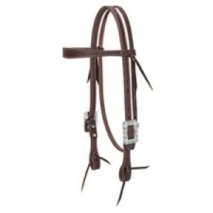 TK10-0592 Headstall Browband Scalloped Square Buckles