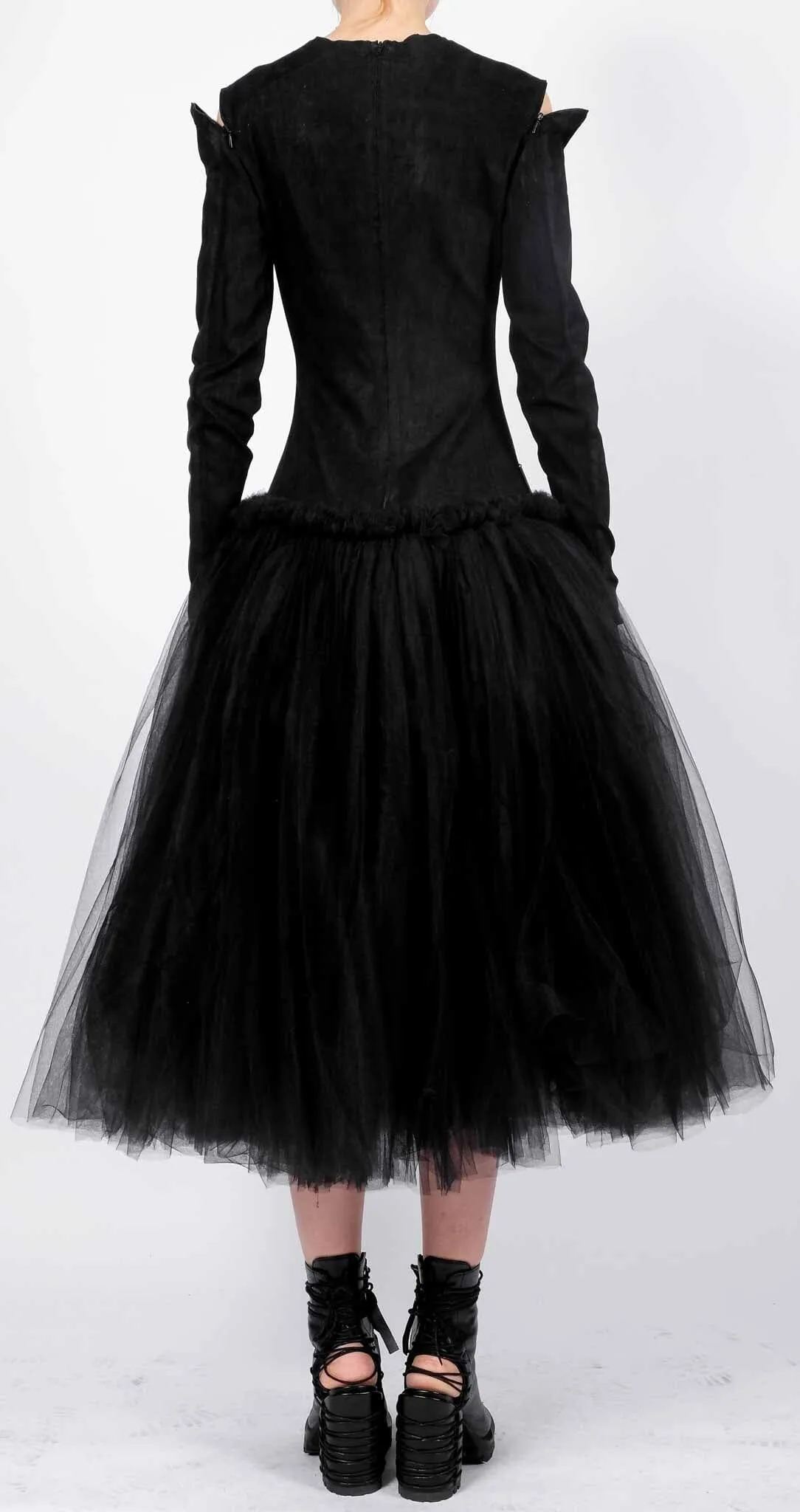 Tulle Dress with Leather