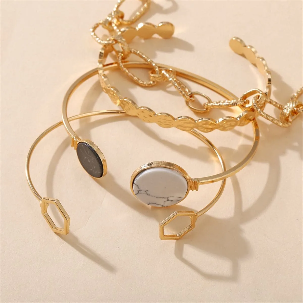 Turquoise & 18K Gold-Plated Cuff Set