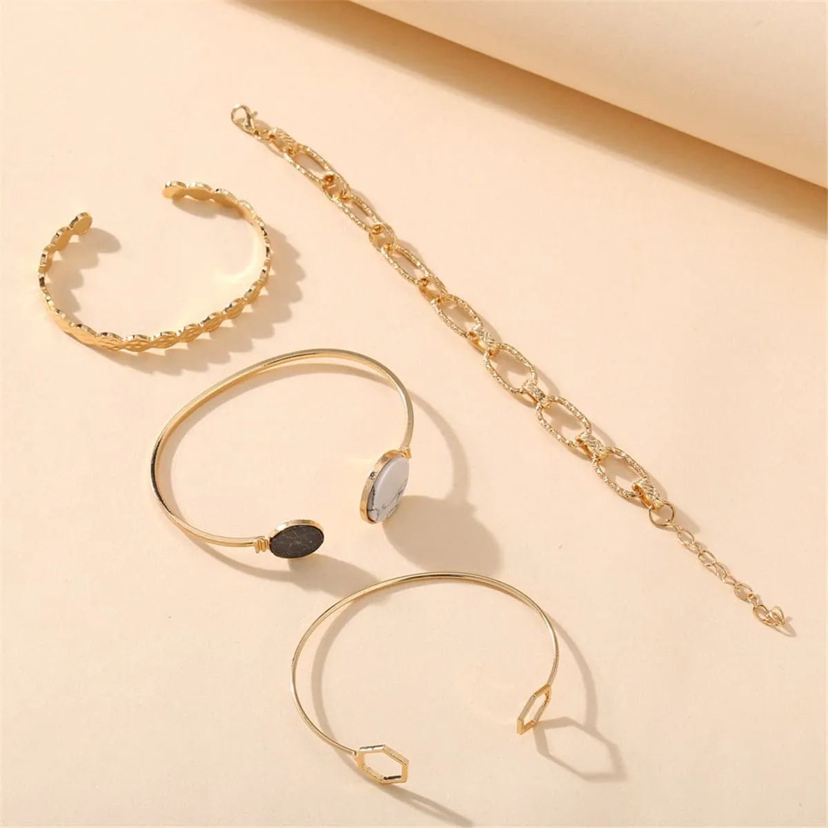 Turquoise & 18K Gold-Plated Cuff Set
