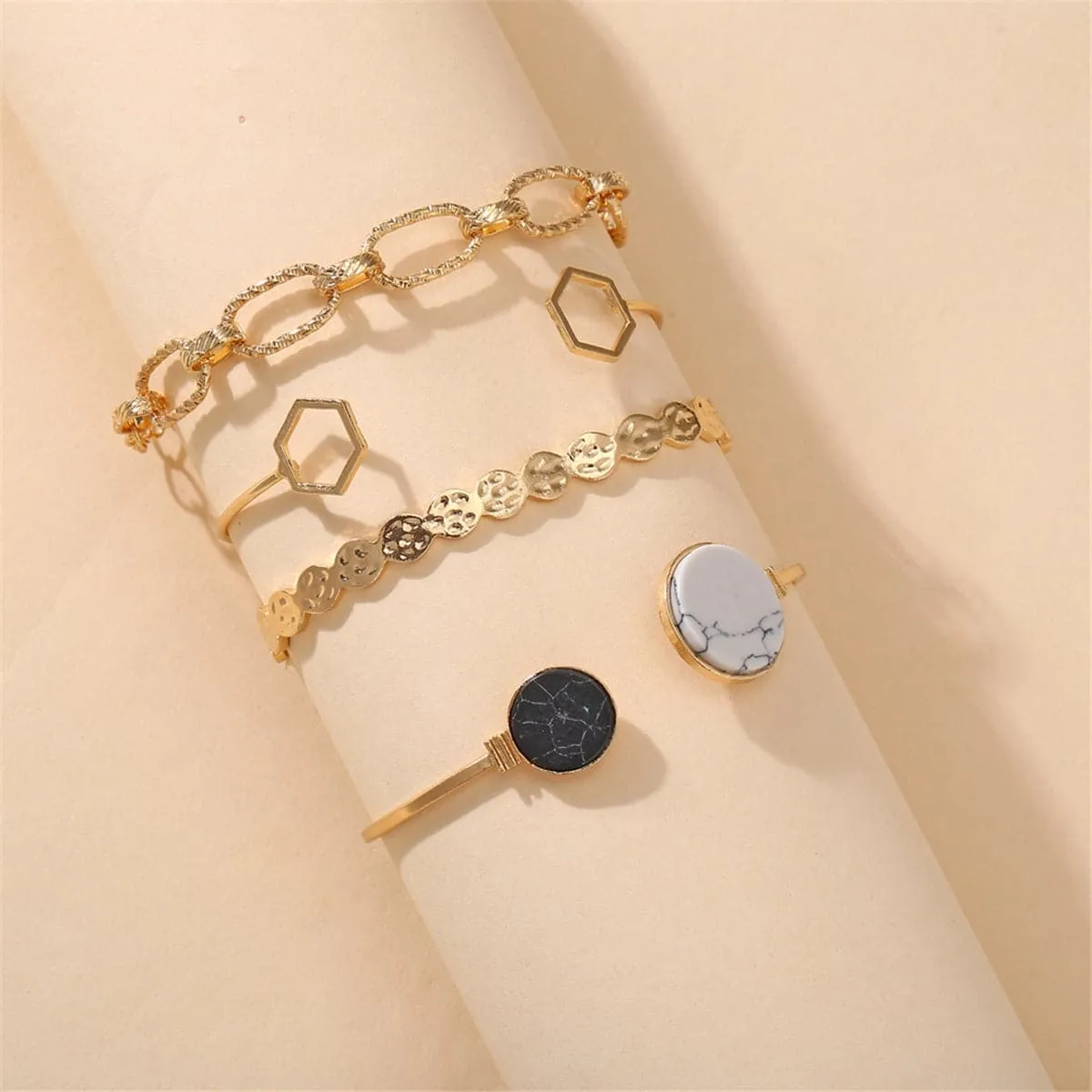 Turquoise & 18K Gold-Plated Cuff Set