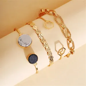 Turquoise & 18K Gold-Plated Cuff Set