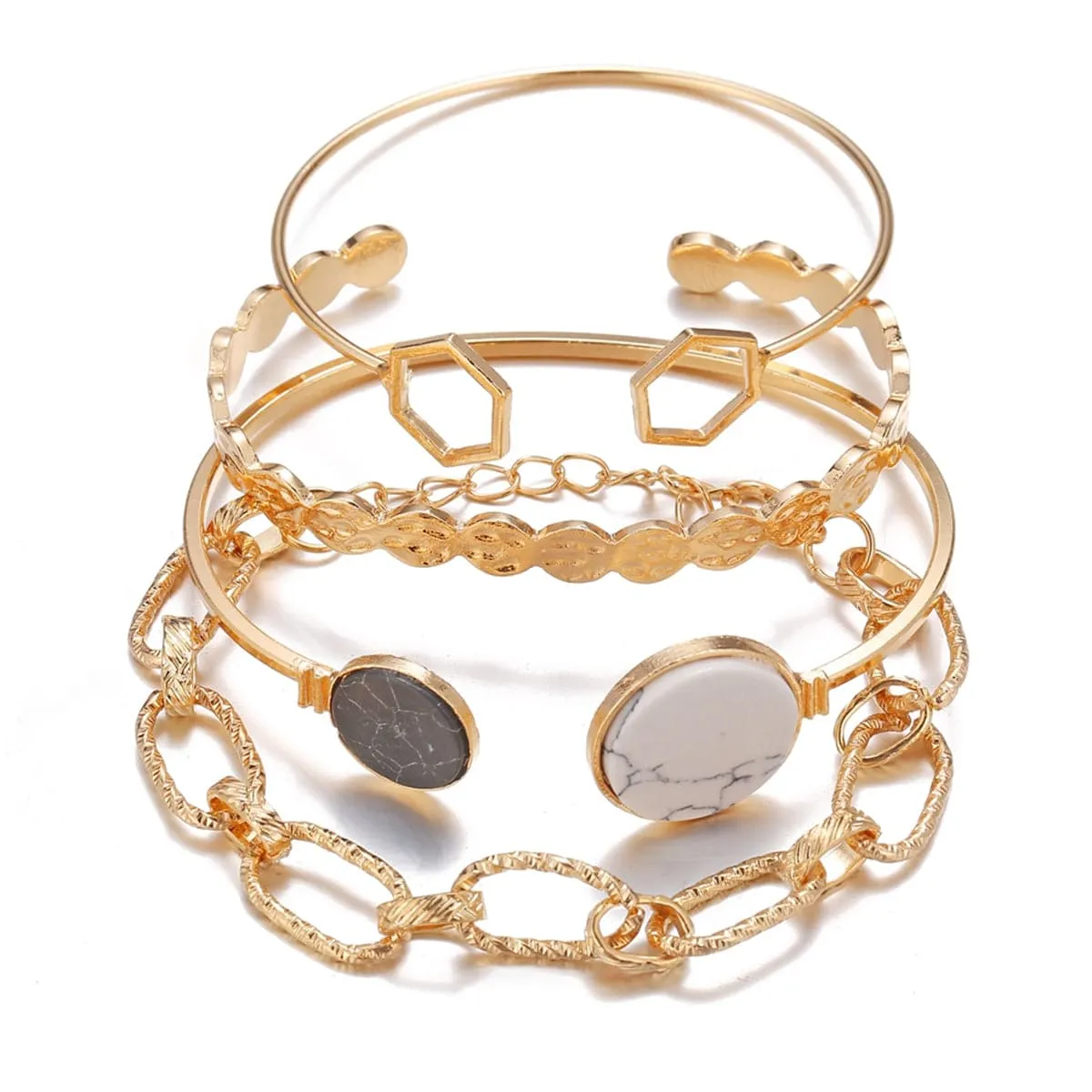 Turquoise & 18K Gold-Plated Cuff Set