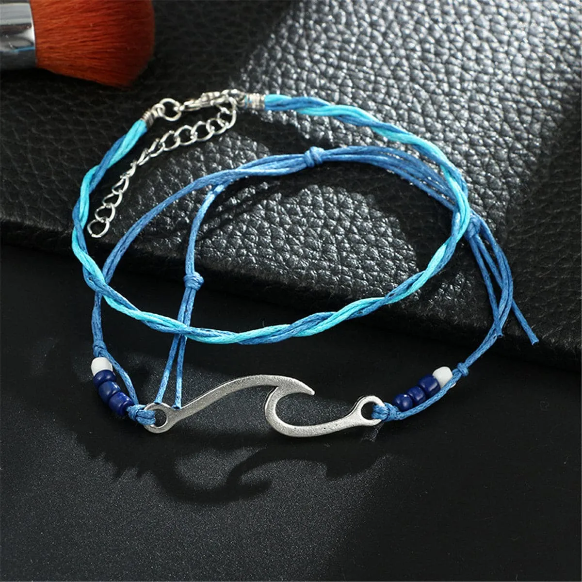 Turquoise & Silver-Plated Fishing Hook Bracelet Set