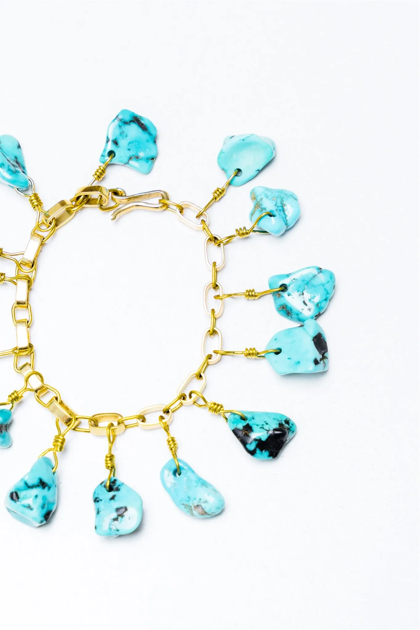 Turquoise Nugget Charm Bracelet