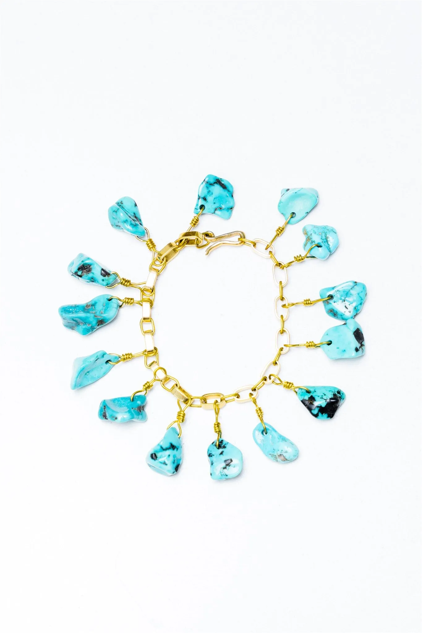 Turquoise Nugget Charm Bracelet