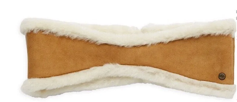 UGG Brand Australia Chestnut Reversible Leather & Shearling Headband
