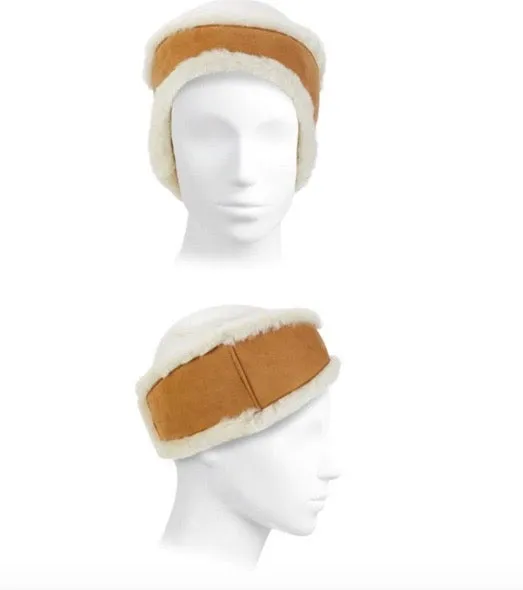 UGG Brand Australia Chestnut Reversible Leather & Shearling Headband
