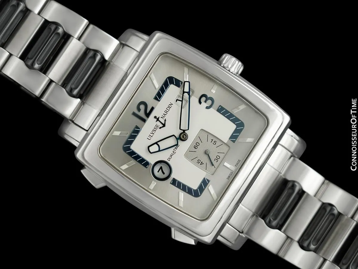 Ulysse Nardin Quadrato Large Dual Time Mens Stainless Steel Watch - 243-92