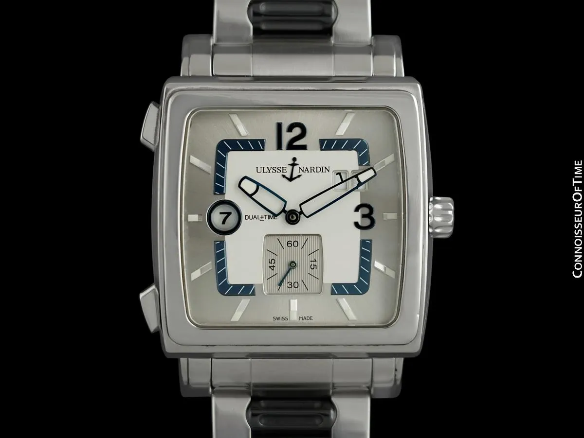 Ulysse Nardin Quadrato Large Dual Time Mens Stainless Steel Watch - 243-92