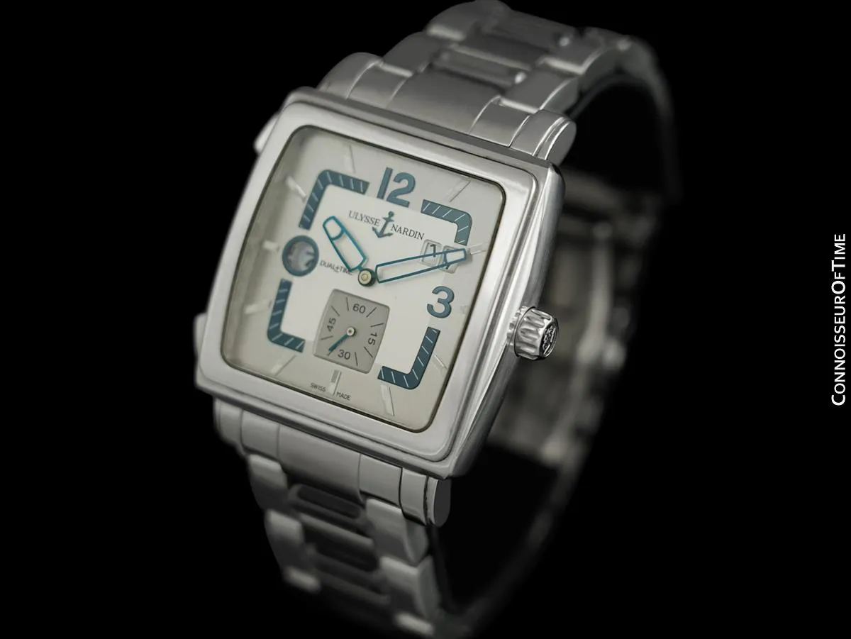 Ulysse Nardin Quadrato Large Dual Time Mens Stainless Steel Watch - 243-92