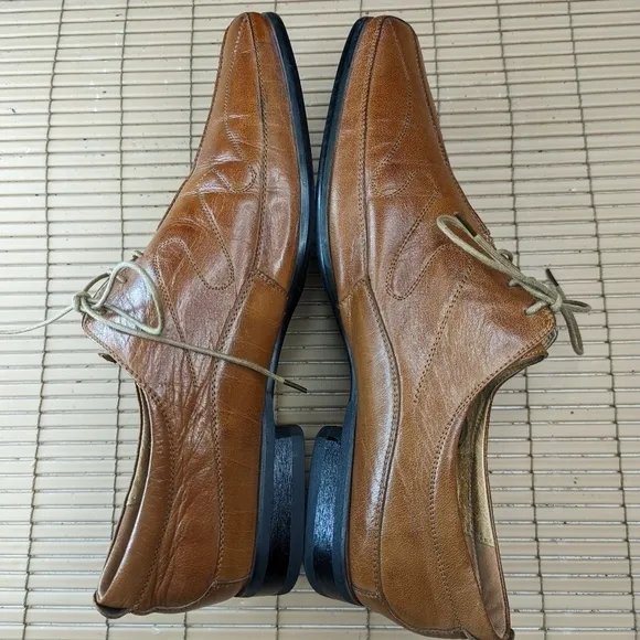 Umberto Pellegrini Mens Size 11 Champagne Brown Leather  Dress  Oxford