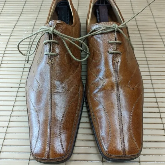 Umberto Pellegrini Mens Size 11 Champagne Brown Leather  Dress  Oxford