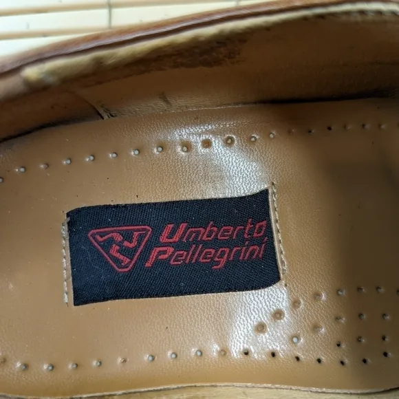 Umberto Pellegrini Mens Size 11 Champagne Brown Leather  Dress  Oxford