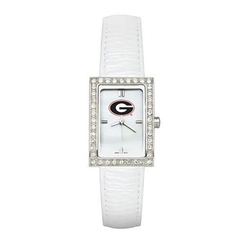 UNIV OF GEORGIA LADIES ALLURE WATCH WHITE LEATHER STRAP