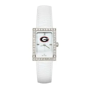 UNIV OF GEORGIA LADIES ALLURE WATCH WHITE LEATHER STRAP