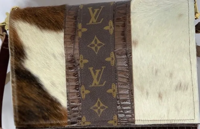 .Upcycle Crossbody & Wristlet - Brown & White Hair on Hide