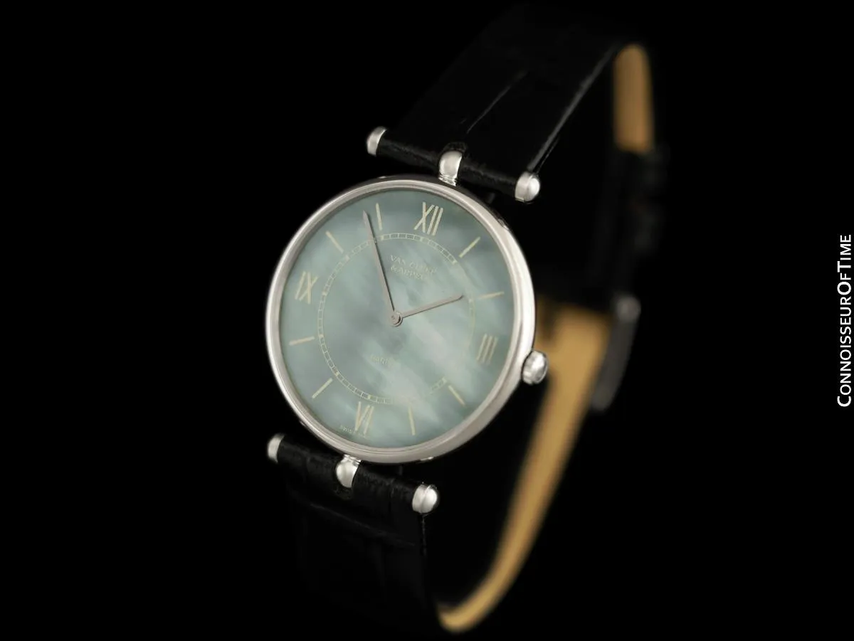 Van Cleef & Arpels VCA La Collection Mens Midsize Unisex Watch - 18K White Gold & Mother of Pearl