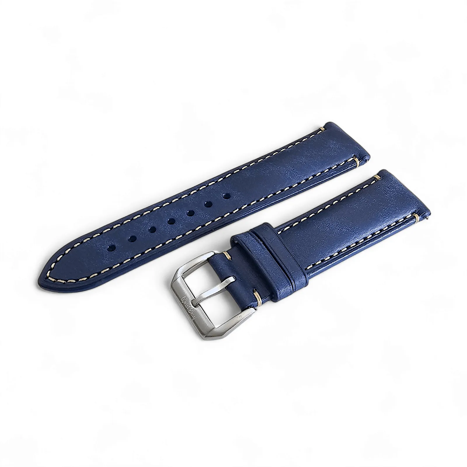 Vegetable Tanned Vintage Italian Leather Watch Strap 22mm Cobalt Blue