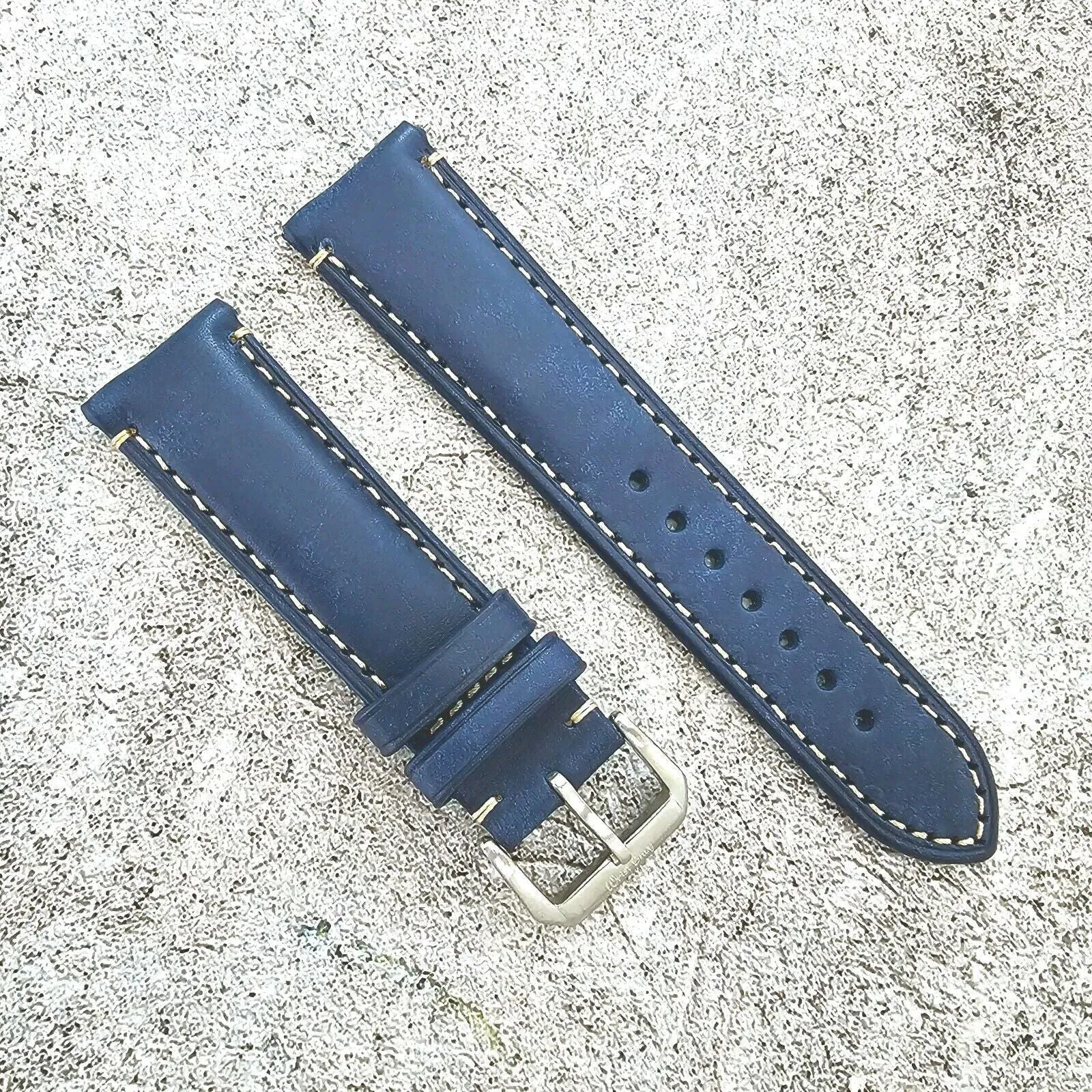 Vegetable Tanned Vintage Italian Leather Watch Strap 22mm Cobalt Blue
