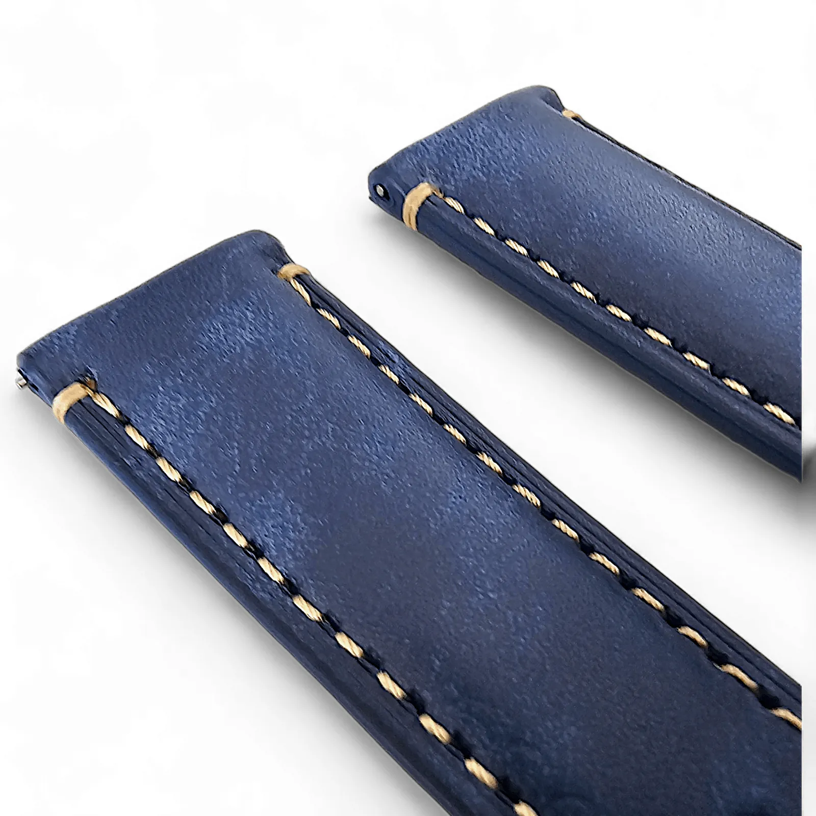 Vegetable Tanned Vintage Italian Leather Watch Strap 22mm Cobalt Blue