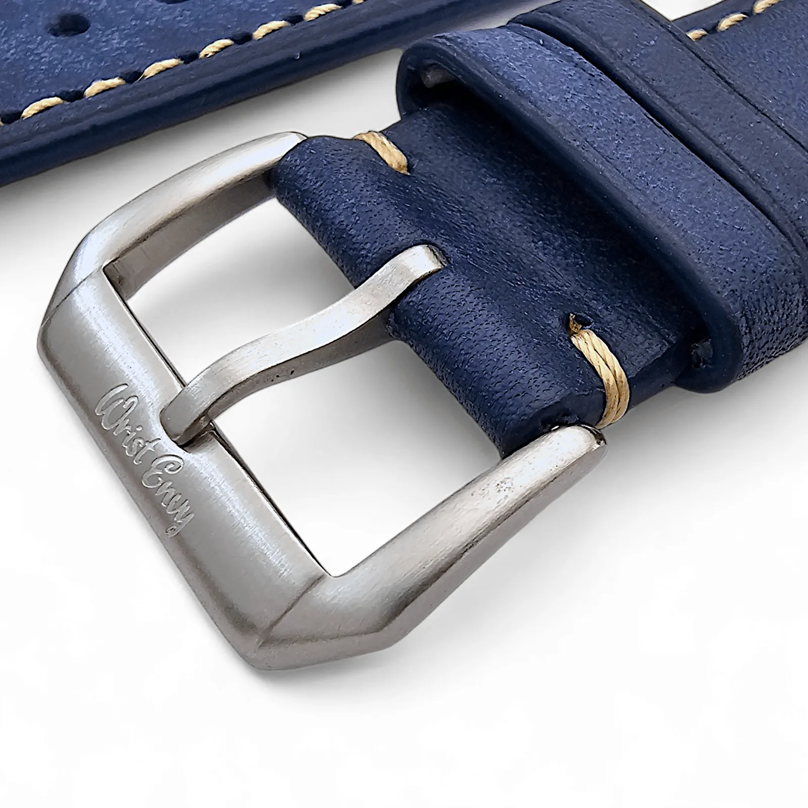 Vegetable Tanned Vintage Italian Leather Watch Strap 22mm Cobalt Blue