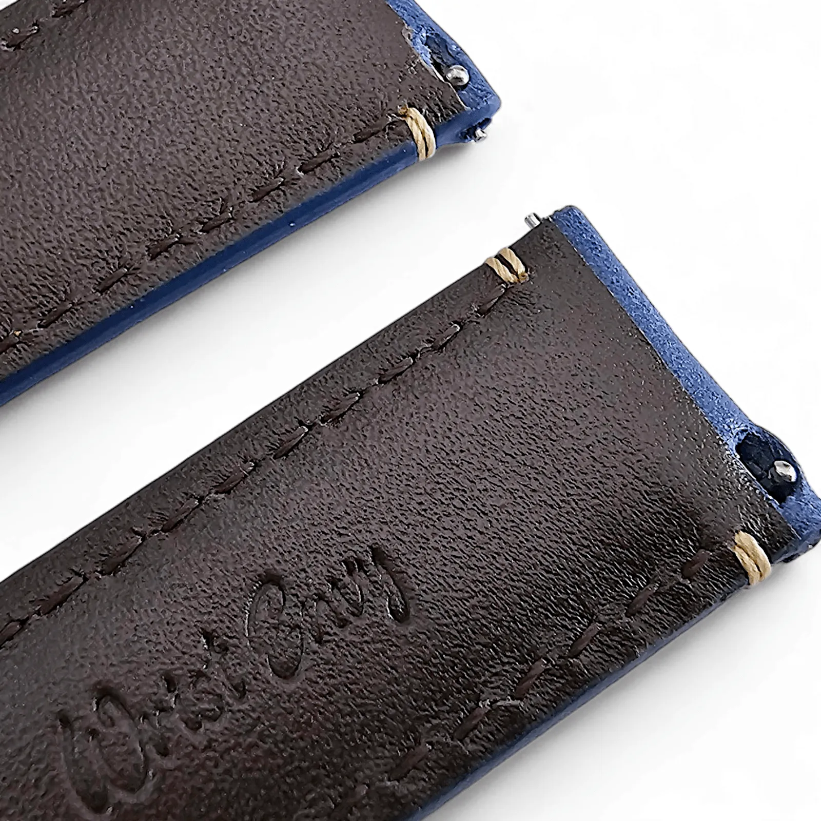 Vegetable Tanned Vintage Italian Leather Watch Strap 22mm Cobalt Blue