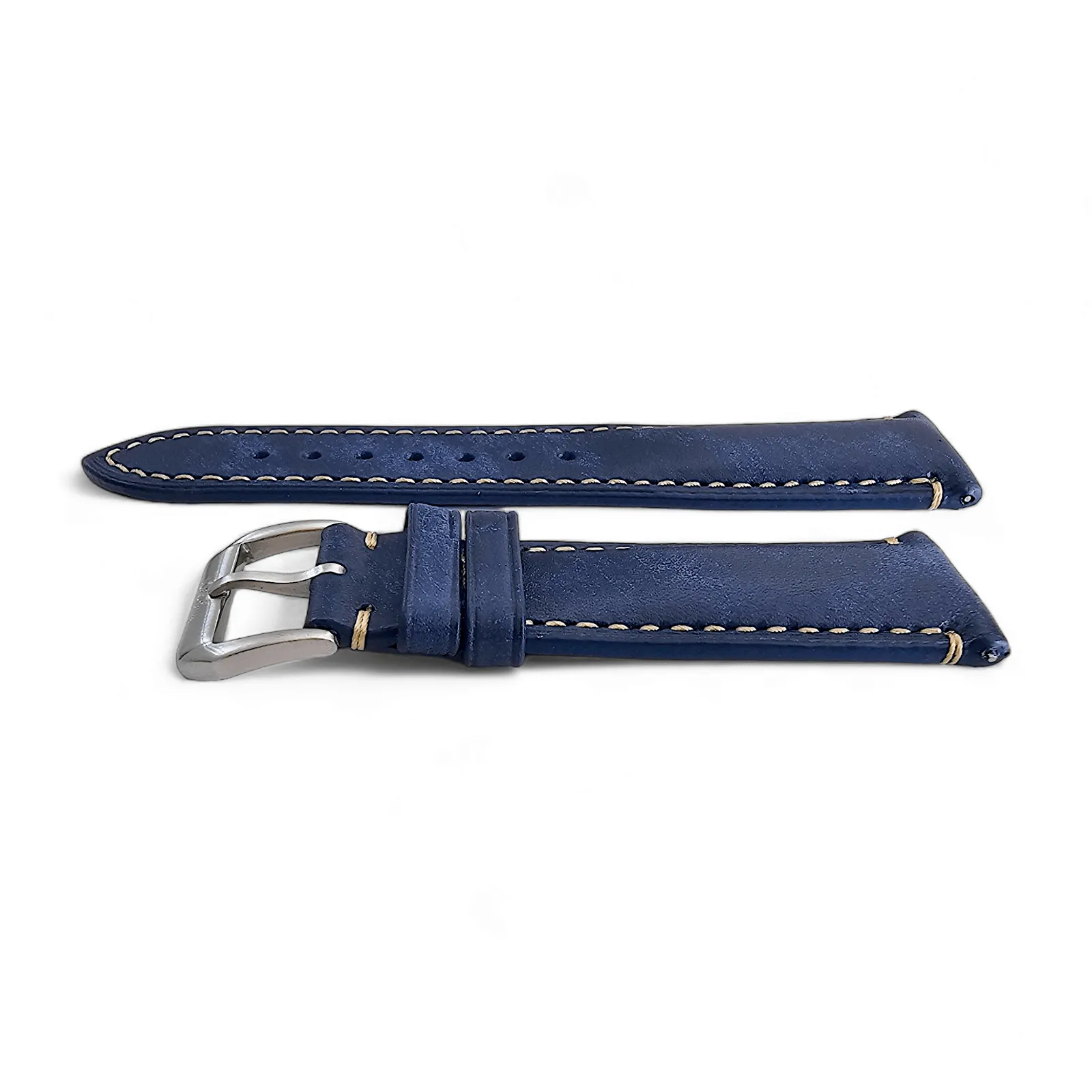 Vegetable Tanned Vintage Italian Leather Watch Strap 22mm Cobalt Blue