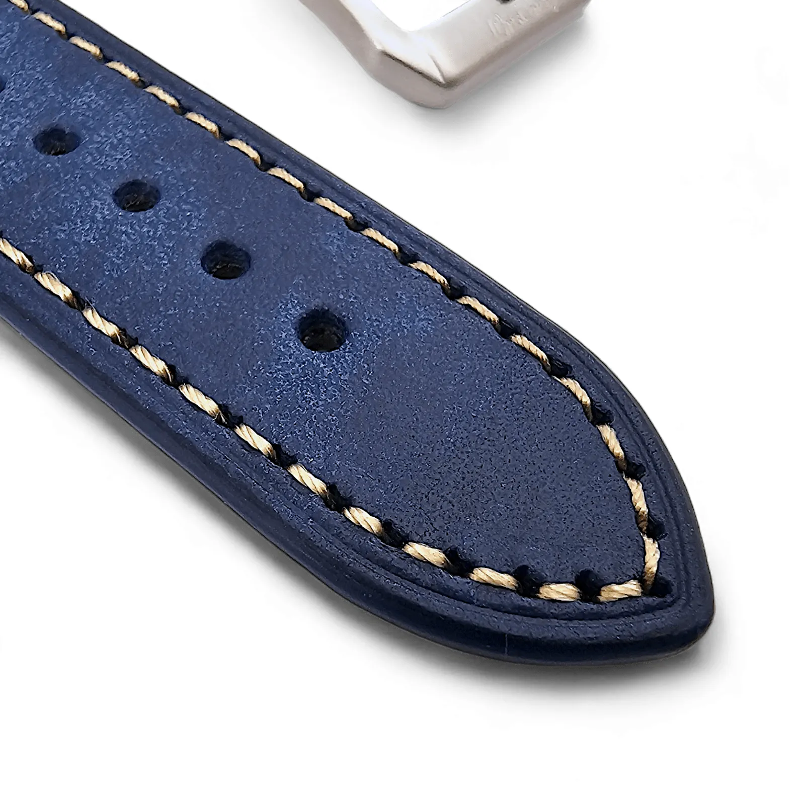 Vegetable Tanned Vintage Italian Leather Watch Strap 22mm Cobalt Blue
