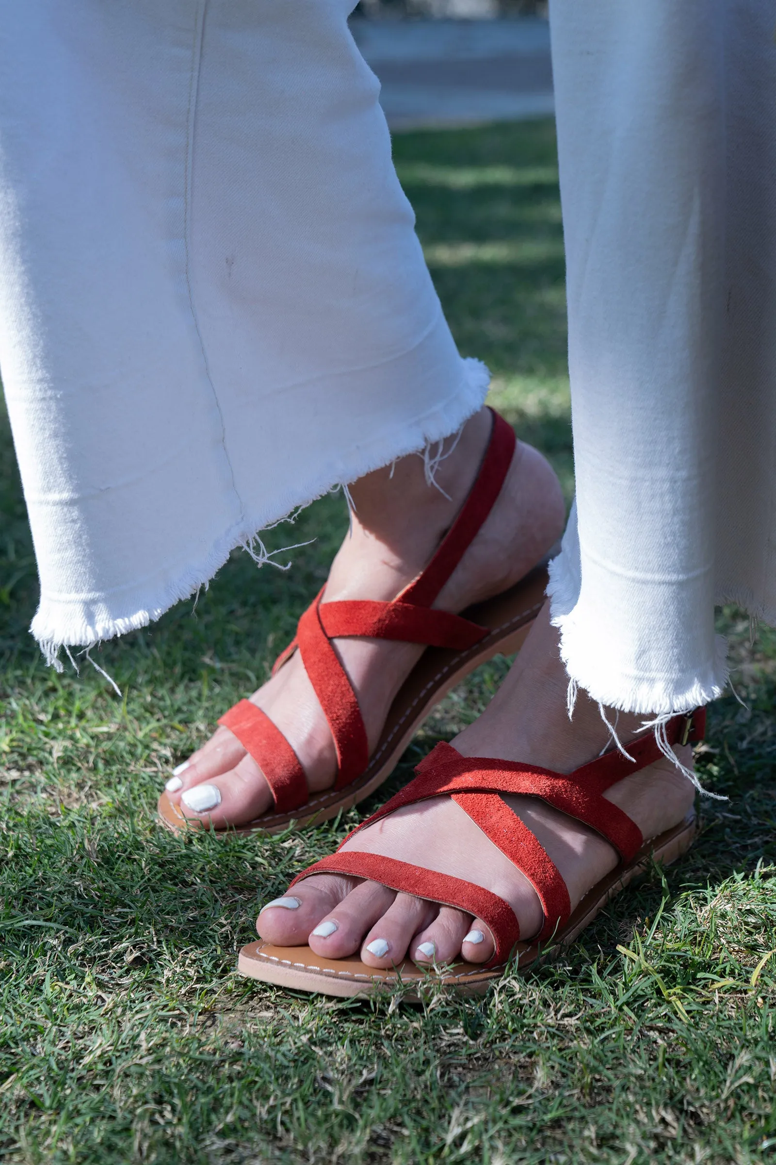 Vera Red criss-cross Sandals