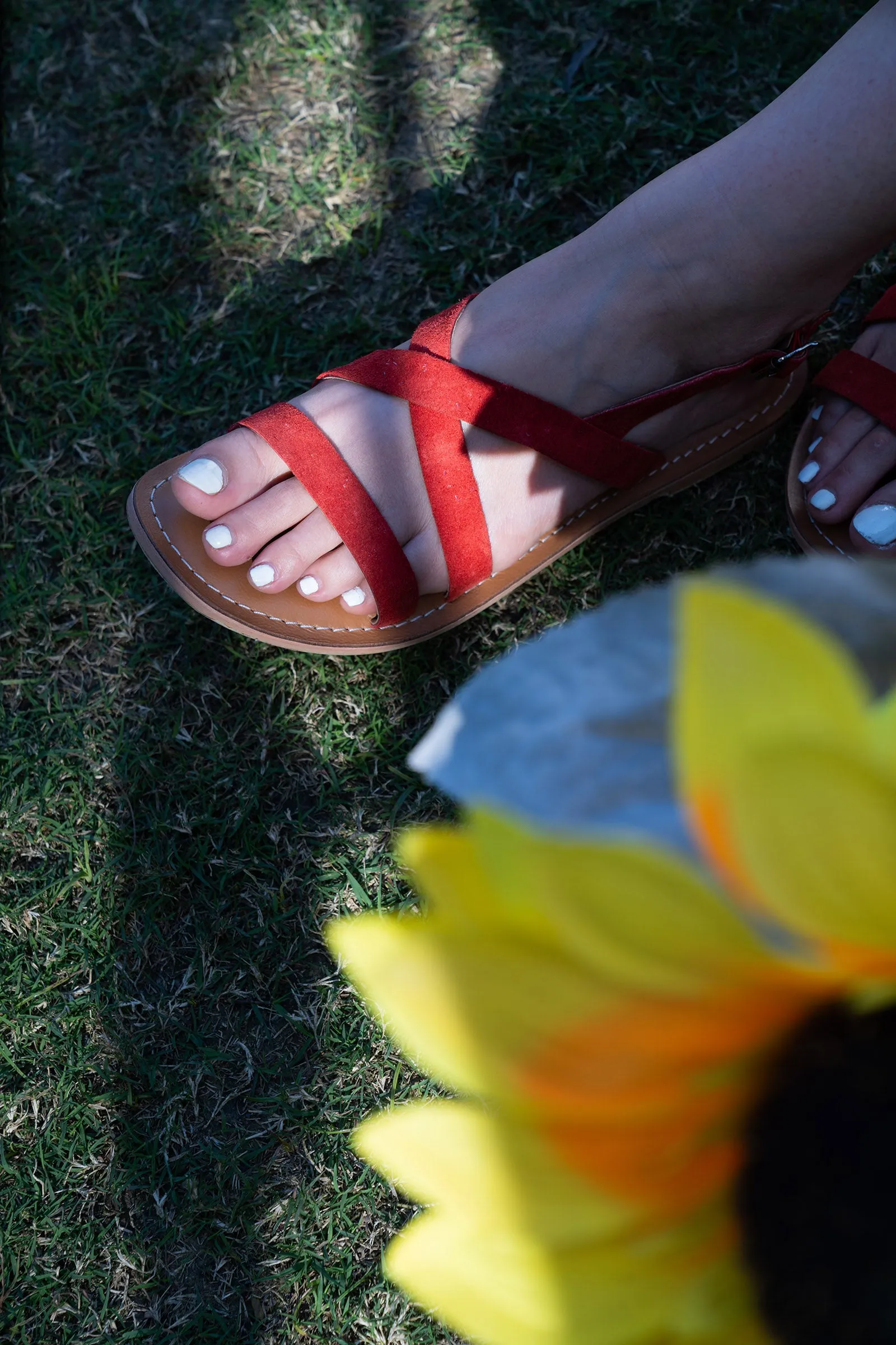 Vera Red criss-cross Sandals