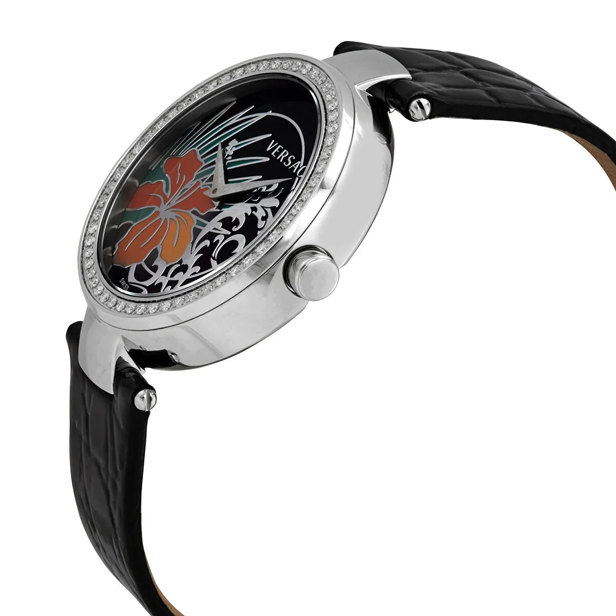 Versace Mystique Black Sunray Dial Black Leather Ladies Watch I9Q91D9HI S009