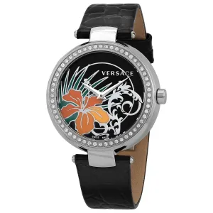 Versace Mystique Black Sunray Dial Black Leather Ladies Watch I9Q91D9HI S009