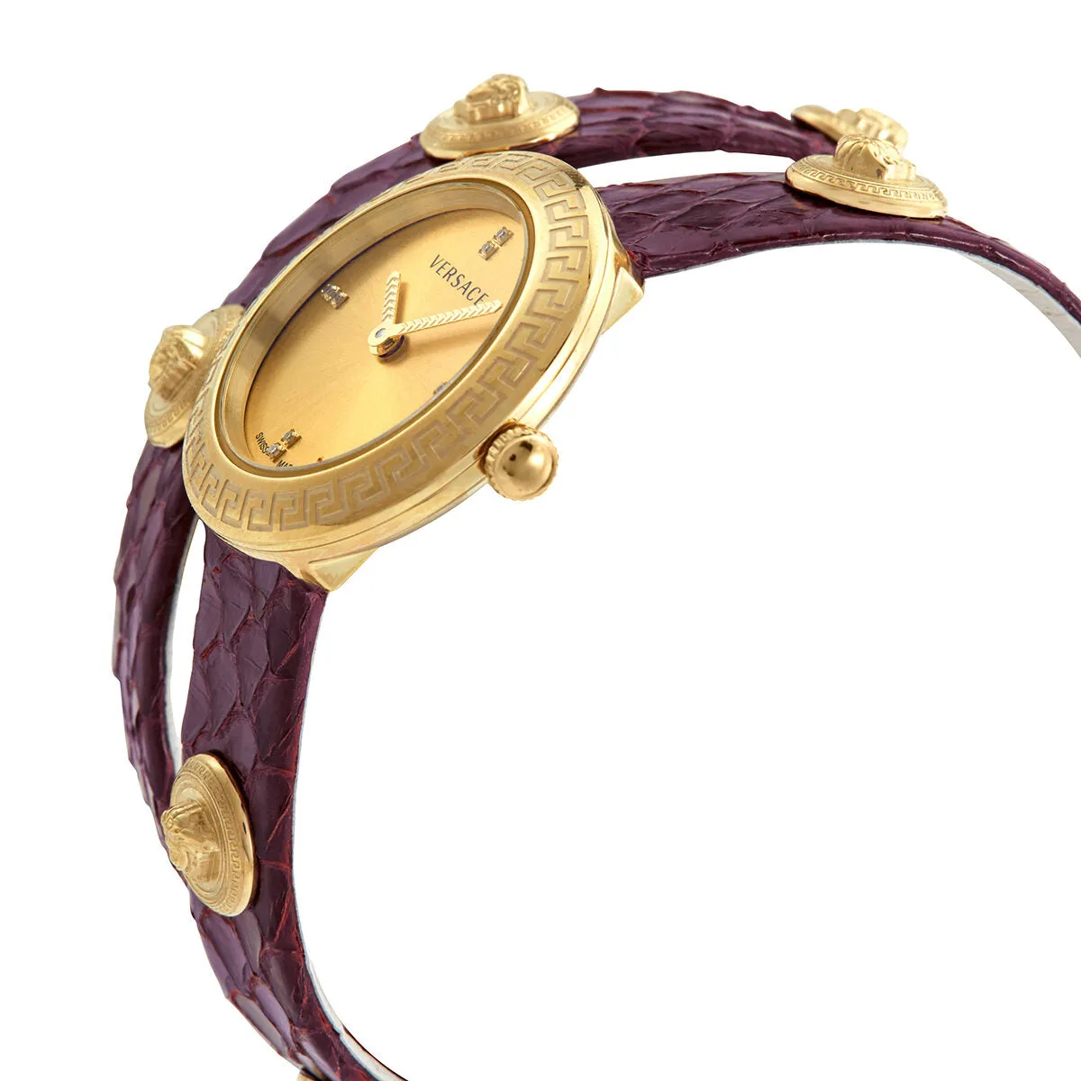 Versace Quartz Diamond Gold Dial Watch VERF01118