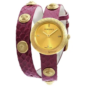 Versace Quartz Diamond Gold Dial Watch VERF01118