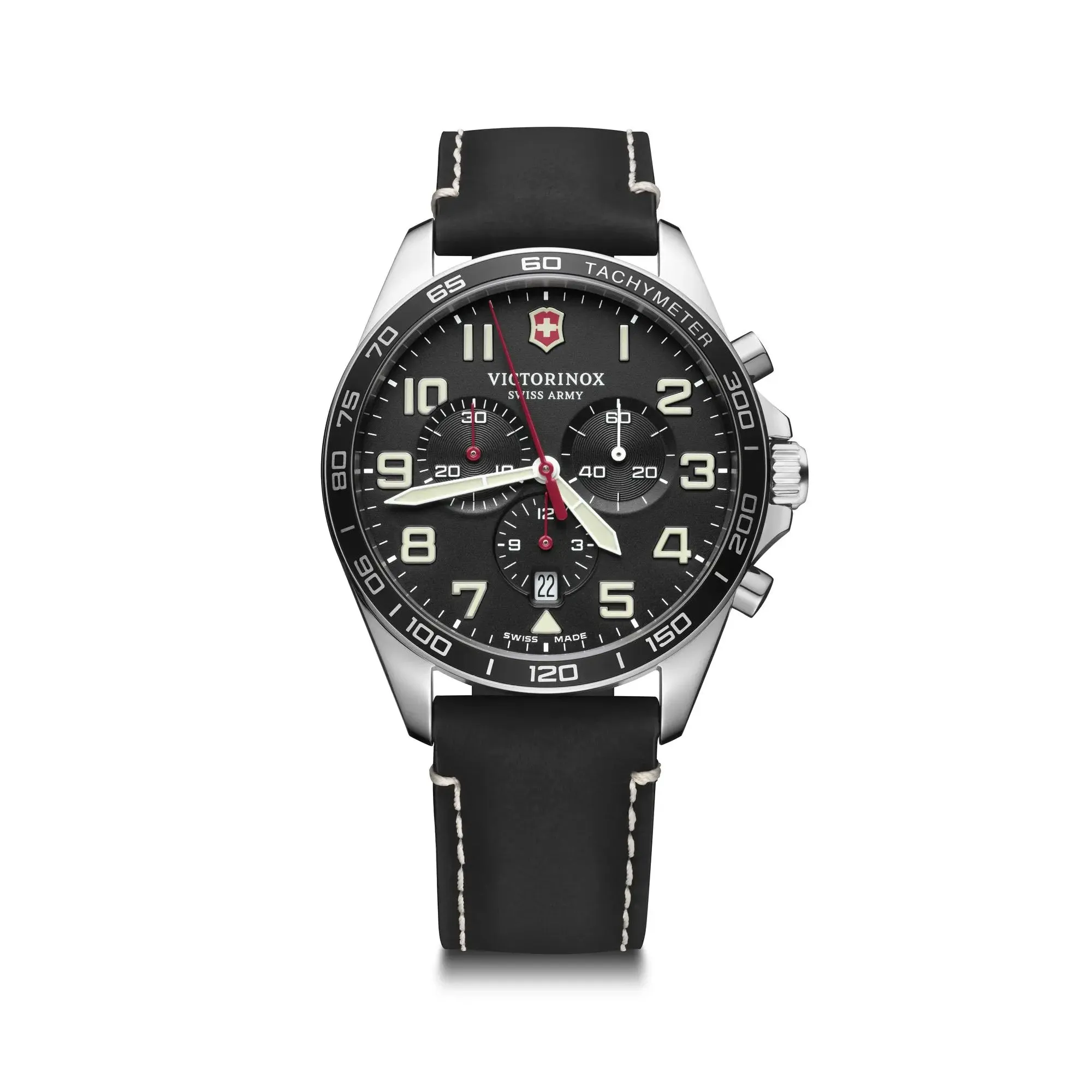 Victorinox Fieldforce Chrono 42 Black Dial Black Leather Strap Men's Watch