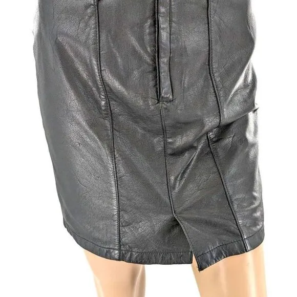Vintage 90s Vibes Rhythm &amp; Fashion Leather Mini Skirt Black Buckle Western 4