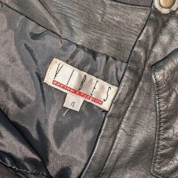 Vintage 90s Vibes Rhythm &amp; Fashion Leather Mini Skirt Black Buckle Western 4