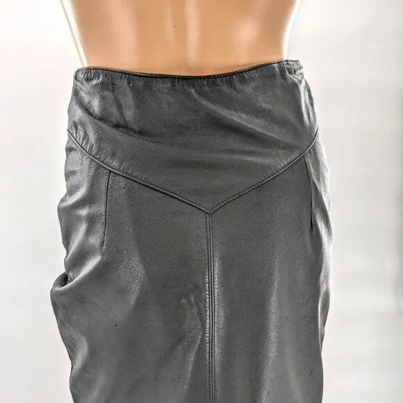 Vintage 90s Vibes Rhythm &amp; Fashion Leather Mini Skirt Black Buckle Western 4