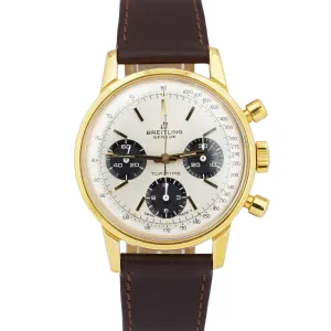 VINTAGE Breitling Top Time 810 18K Yellow Gold Leather Chronograph 38mm Watch